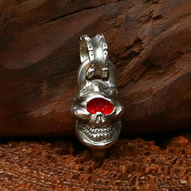 Bull Blunt Seiko Alpine High Mountain Top Light Red Lacquered Eye Skulls Skull Head Red Eye Pendant 925 Pure Silver Reengraving