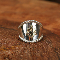 Bull blunt Seiko Indian Wind Link Takaqiao Handicraft Silver Rope Silver Rope Eagle Lighting Bird Ring