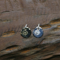 Bull blunt precision Takaqiao bird knocking on the side of small silver cake M pendant inscribed 925 pure silver 18 K gold hand silver decoration