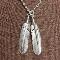 Bull Blunt Seiko Larry Smith Silver Eagle Head Feather Pendant 925 Pure Silver Manual Reengraving Men and Women