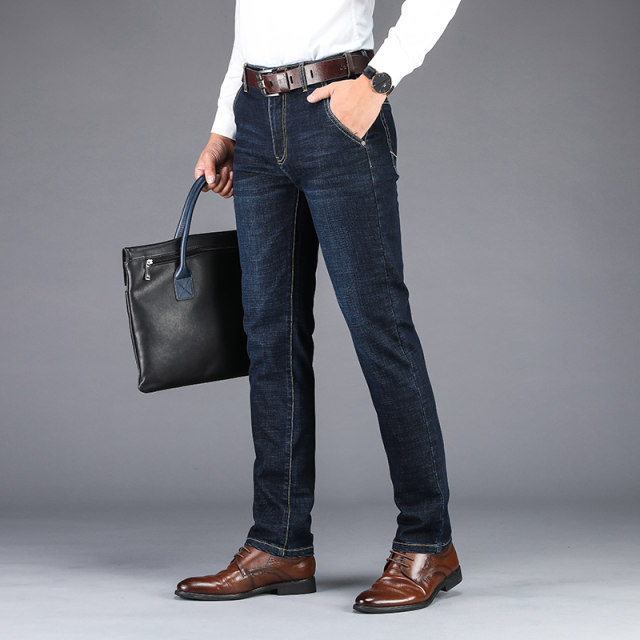 Woodpecker spring and autumn jeans men middle-aged business casual trousers trend men's dad stretch straight pants Woodpecker spring and autumn jeans men middle-aged business casual trousers trend men's dad stretch straight pants
