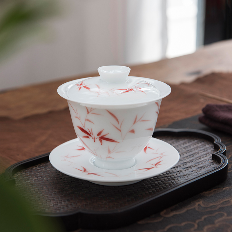 Good thing, jingdezhen ceramics by hand ipads porcelain kung fu tea set red bamboo cups tureen of a complete set of tea sets