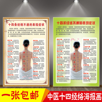 Health Museum Human Body Fourteen Meridian Acupoints Illustrated Chinese Medicine Wall Picture Meridian impassability Symptom Posters