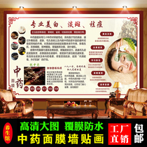 Beauty salon pure Chinese medicine mask advertising poster painting customized health mask whitening care knowledge note map