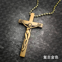 Retro Athena Goddess Woman Cross Alloy Necklace Send Titanium Steel Chain