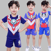 Altman clothes childrens summer Boys Home clothing cotton short sleeve set 2021 New handsome thin pajamas
