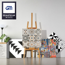 Nordic 600x600 Color Thangka tiles wall tiles black and white geometric parquet floor tiles balcony Bathroom Kitchen