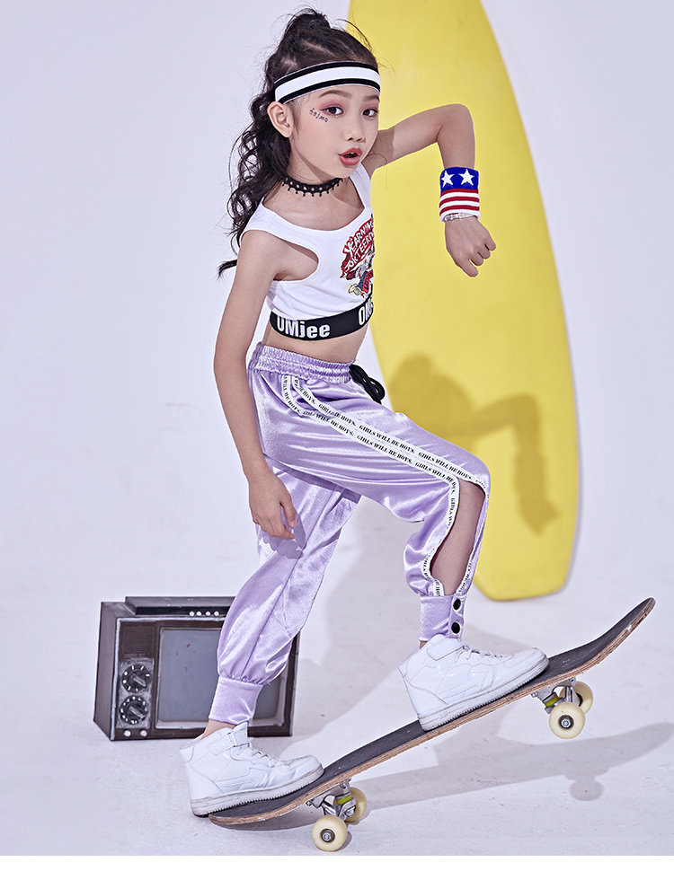 儿童爵士舞演出服装女童套装街舞嘻哈潮酷架子鼓少儿露脐舞蹈表演