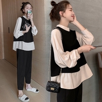 Pregnant woman spring suit fashion 2023 new foreign gas net red top Xiaoqing new pregnant woman dress spring and autumn dress