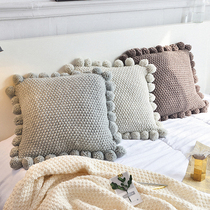 Nordic Custom Pillowcase Office Sofa Living Room Nap Wool Woven Ball Knitted Bedhead Custom Waist