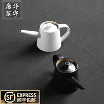 Black pottery Kung Fu tea pot Long mouth pot Single pot filter ceramic Retro Japanese coarse pottery teapot Tea handmade household