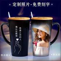 Mark photo printed cup pattern display cover hot water discoloration homemade with customized heating preheating with pictures