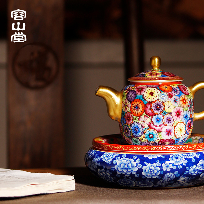 Shadow enjoy ancient jun porcelain enamel see colour dry Taiwan tea tray was jingdezhen porcelain pot of water, small round tea table