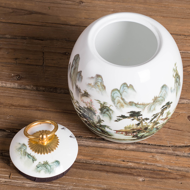 Jingdezhen ceramic tea pot size caddy fixings pu - erh tea cake tea box store receives household seal and POTS