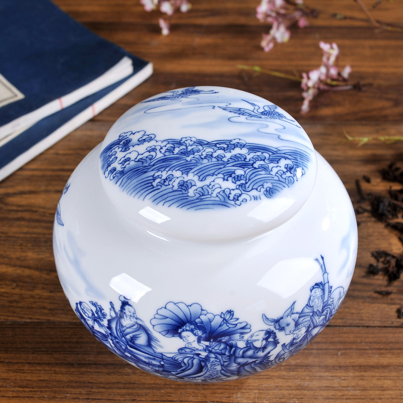 Jingdezhen blue and white porcelain ceramic tea pot home portable tea storage tanks seal pot and POTS