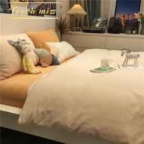 TOUCH MISS winter simple double-sided color matching milk velvet four-piece set pure color small fresh coral velvet bedding