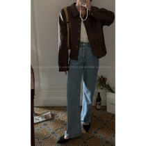 Lune brown fur coat 2021 new female spring autumn fashion short retro little subpou leather jacket small jacket