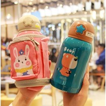 316 cute children thermos cup with straws dual-purpose water Cup kindergarten school students men and women anti-fall baby kettle