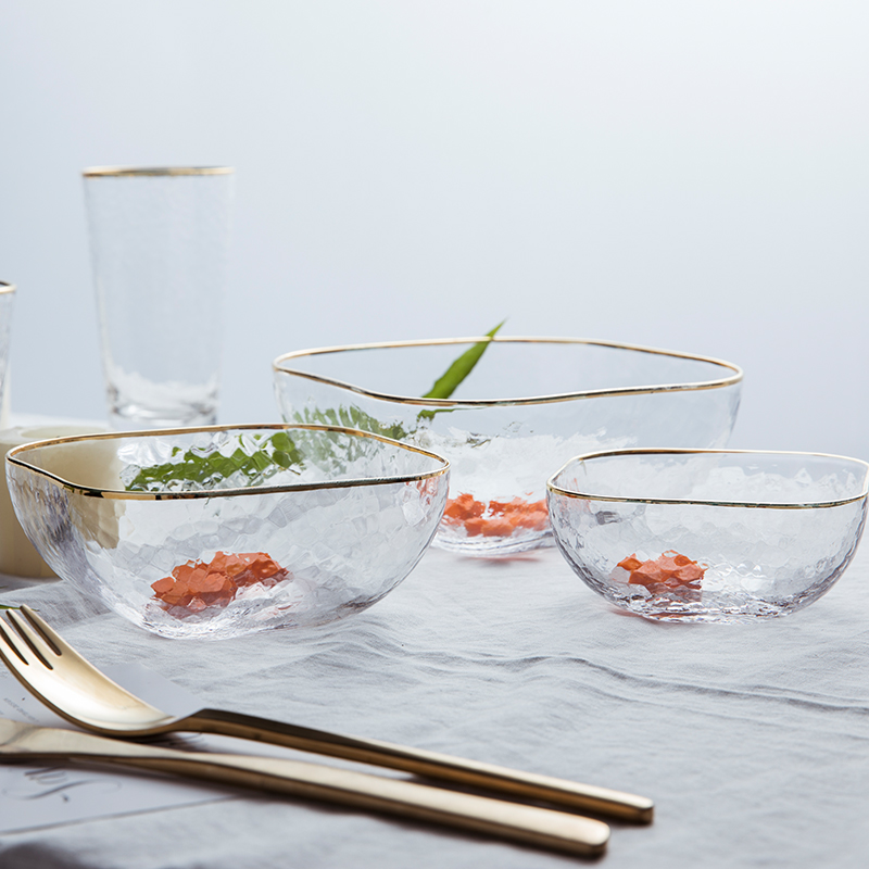 TaoDian creative ins fuels the hammer eye grain transparent corners dessert ice fruits and vegetables salad glass bowl