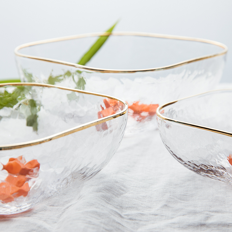 TaoDian creative ins fuels the hammer eye grain transparent corners dessert ice fruits and vegetables salad glass bowl