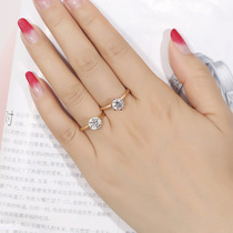 18k gold female United States imports mo sang shi rose gold nv jie simulation classic six-claw diamond ring 1 karat diamond