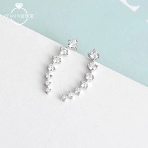 18K gold stud earrings female au750 platinum seven diamond earrings moisanishi simulation diamond earrings Row Row Diamond luxury ear bone nail