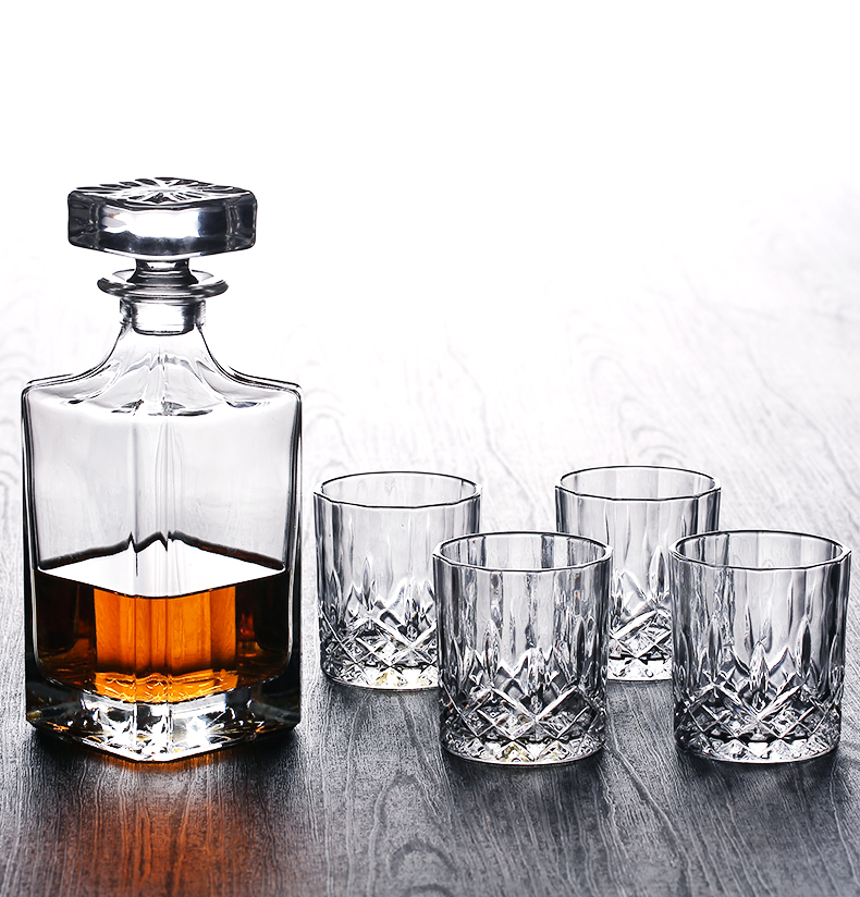 junren 无铅玻璃洋酒杯威士忌酒杯啤酒杯四方水杯洋酒瓶酒樽套装_7折