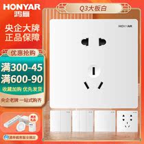 Hon Goose Switch Socket 86 Type Five Holes Socket Power Home Concealed Wall 16a Socket Usb Switch Panel Q3