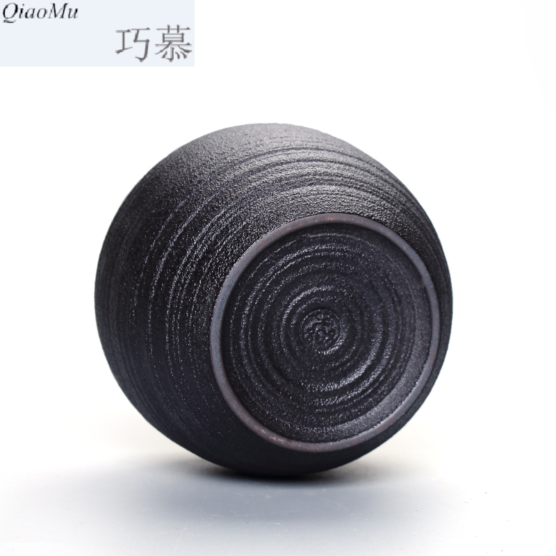 MuJuFu zen wind restoring ancient ways opportunely, black pottery caddy fixings large medium small carbon sealing as cans ceramic pottery coarse pottery store