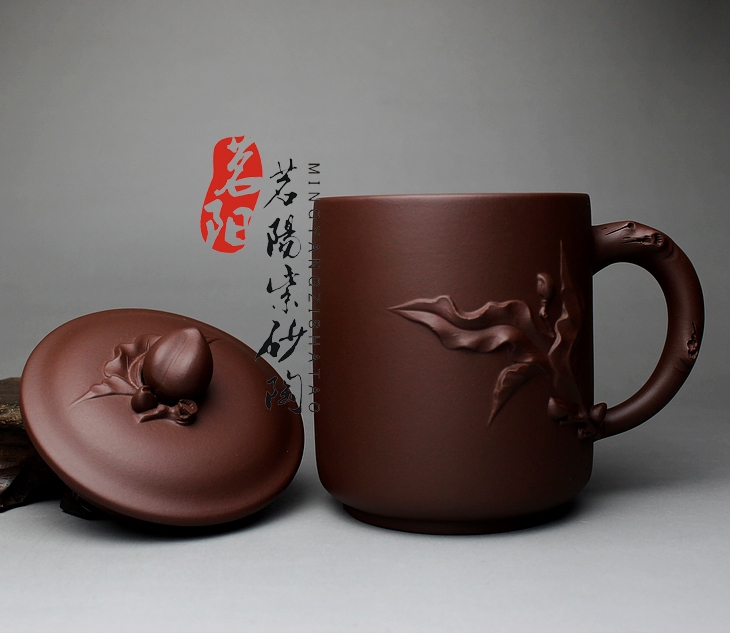 Qiao mu MY yixing purple sand cup all checking men kung fu tea sets large cups with cover glass package