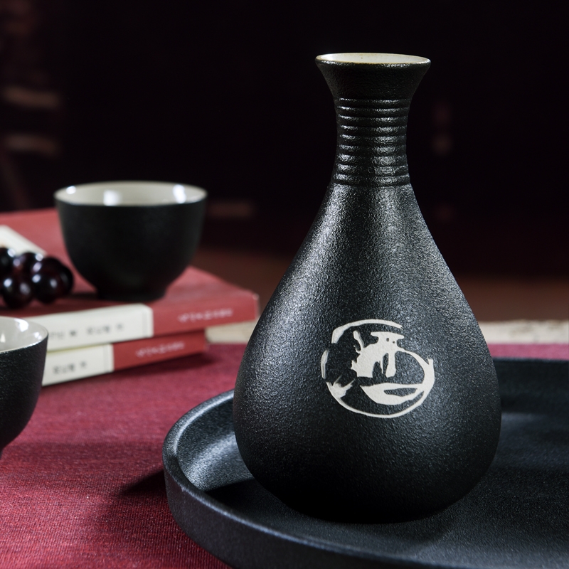 Qiao mu black zen wind temperature ceramic wine home wine wine wine pot hot warm wine pot heating liquor cup wine