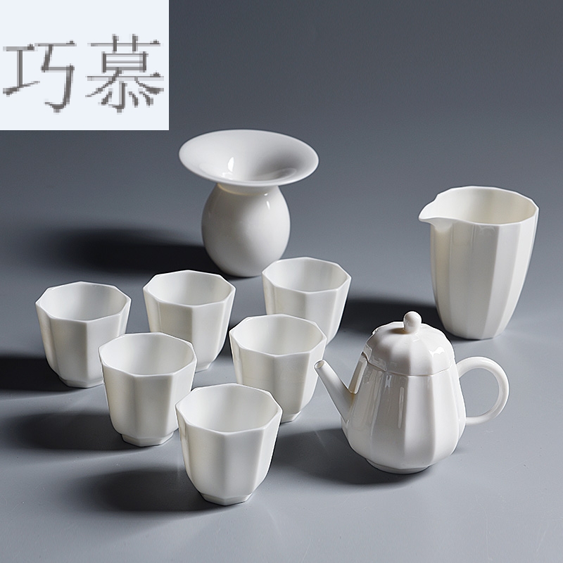 Longed for home opportunely white jade porcelain teapot teacup suit thin foetus kung fu tea set suet white porcelain Japanese contracted tea taking