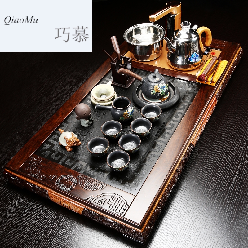 Longed for a whole set of home purple sand tea set opportunely ebony sharply stone tea tray was contracted Europe type four unity induction cooker