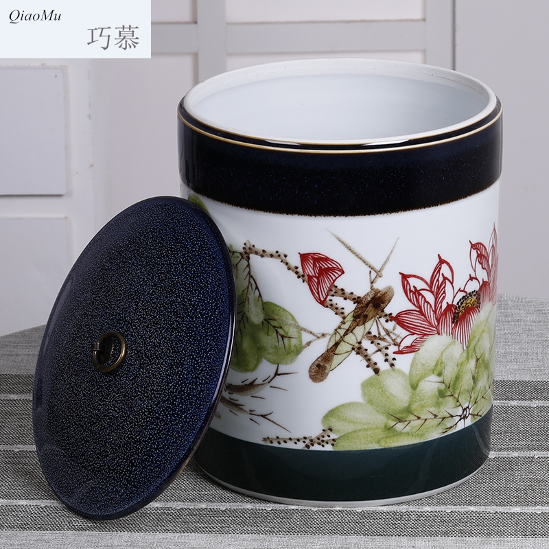 Qiao mu jingdezhen ceramic household barrel ricer box can save m moistureproof insect - resistant rice 30 jins seal storage tank flour