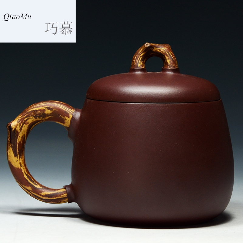 Qiao mu QD high - capacity authentic yixing purple sand cup manually lettering yixing purple clay ground mud purple sand cup lid cup run