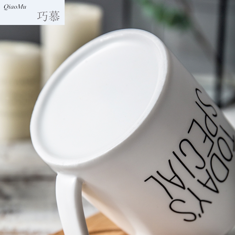Qiam qiao mu ceramic creative with a spoon with mat glass mugs breakfast coffee cup office picking cups