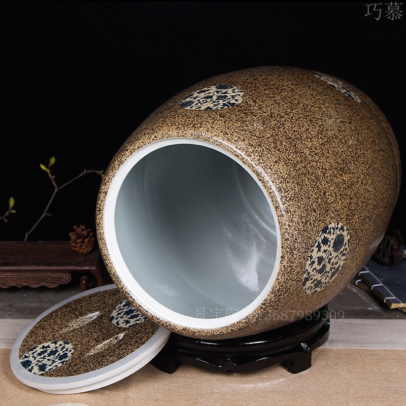 Longed for jingdezhen ceramic barrel home opportunely thickening with cover 20 jins 30 jins of 50 kg sealed ricer box storage tank in the kitchen