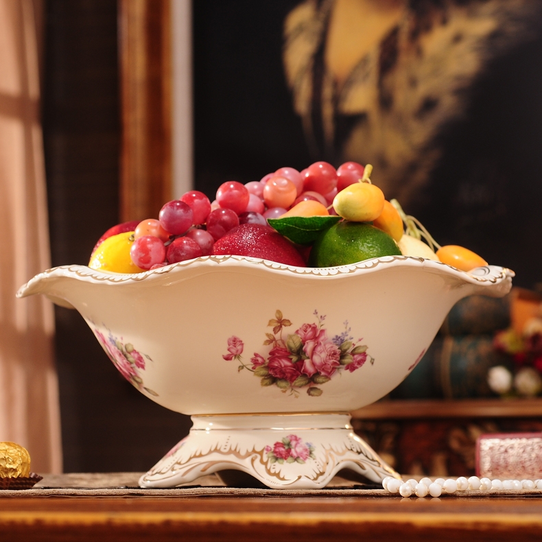 Qiao mu European ceramic bowl sitting room tea table fruit bowl furnishing articles household act the role ofing is tasted, creative and practical large dried fruit tray