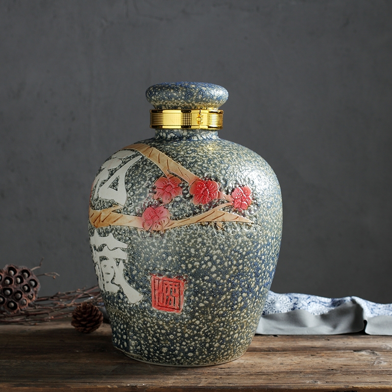 Qiao mu jingdezhen ceramic jar liquor hip archaize 30 jins seal wine jars of empty wine bottles of household