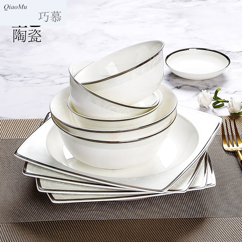 Qiao mu dishes suit household up phnom penh ipads porcelain tableware suit dishes of jingdezhen ceramic bowl chopsticks sets of northern Europe