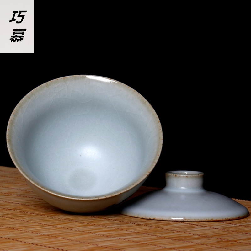 Qiao MuMing is guanyao tureen large hand - made porcelain ceramic three cups of black tea hand grasp pot of tea