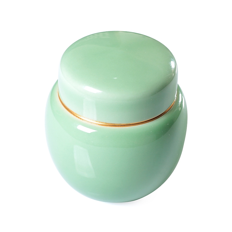 Qiao mu QYX caddy fixings longquan celadon portable small metal cover ceramic seal storage POTS of tea