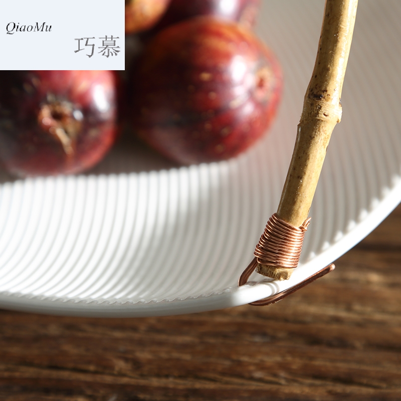 Qiao mu OC creative home sitting room tea table ceramic bowl portable fruit basket dessert plate dry fruit bowl dessert plate