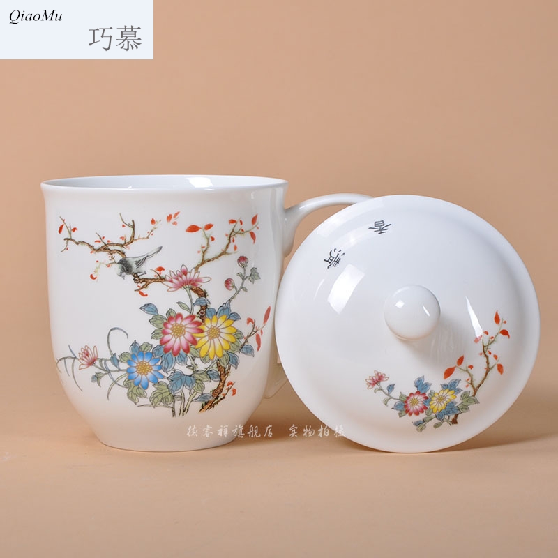 Qiao mu jingdezhen ceramics cup with cover ipads China large glass office gift cups cups boss cup