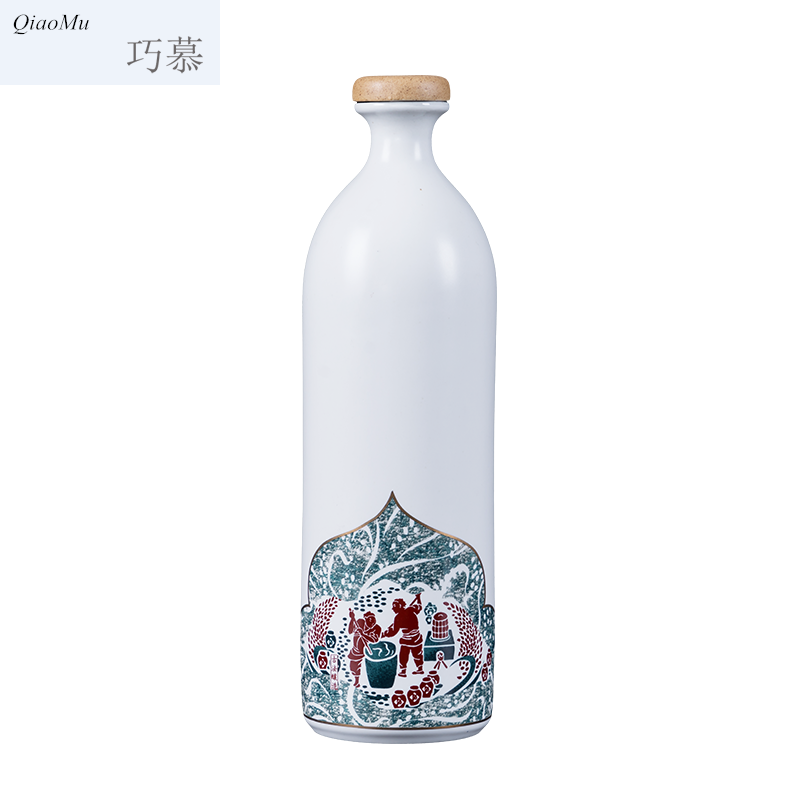 Qiao mu creative jingdezhen ceramic bottle home sealing liquor liquor package mail custom hip flask glass 1 catty