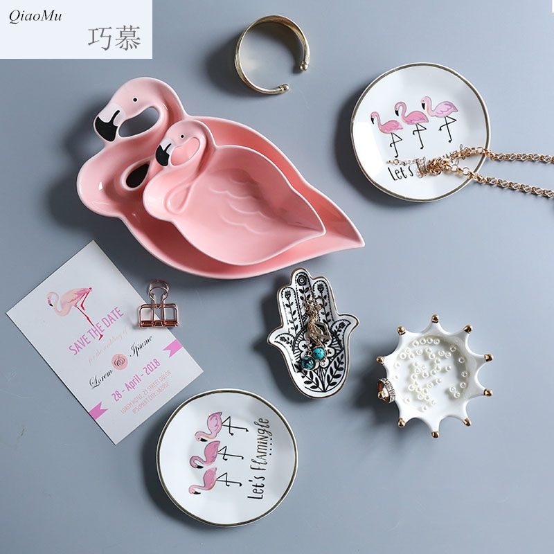 Qiao mu Nordic ins small wind see colour ceramic plate breakfast plate key jewelry receive plate product furnishing articles