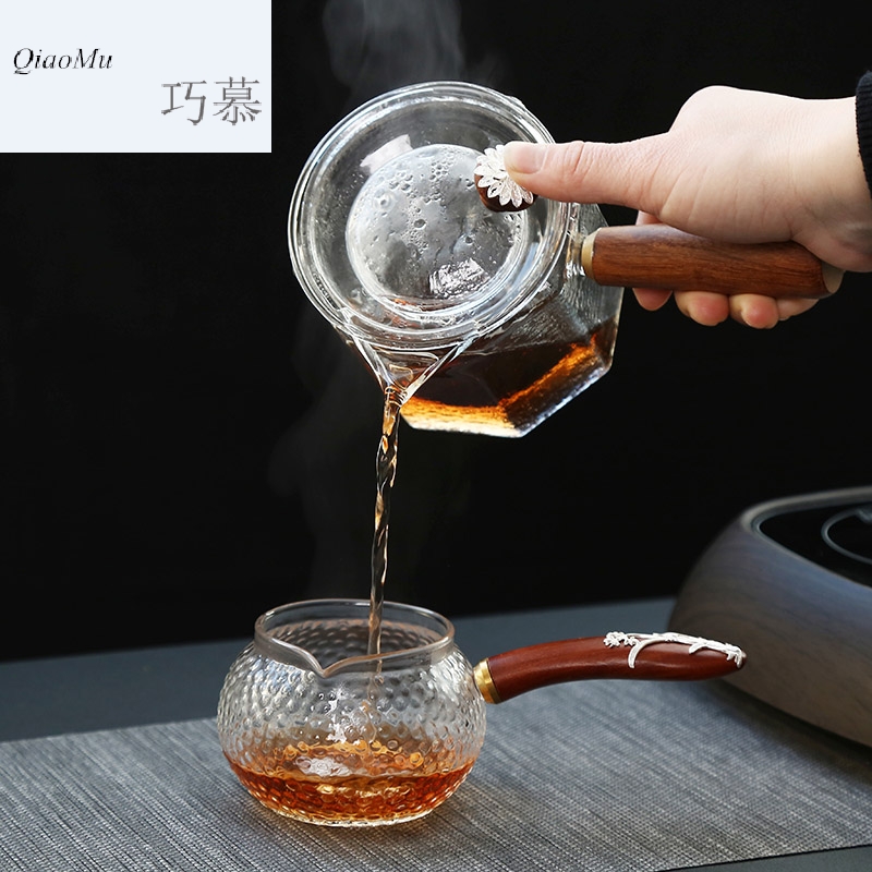 Pure silver by kung fu qiao mu Japanese hammer glass side took pot of filter electric TaoLu cooking pot cup of brew