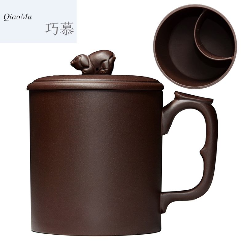 Qiao mu QD yixing purple sand cup cup filter bulkhead manual office cover cups cup blessing, a cup of water