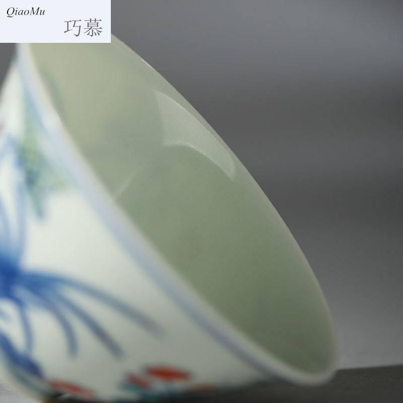 Qiao mu archaize of jingdezhen porcelain cup hand - made manual sowing and ploughing of da Ming chenghua year thin tire cup antiques