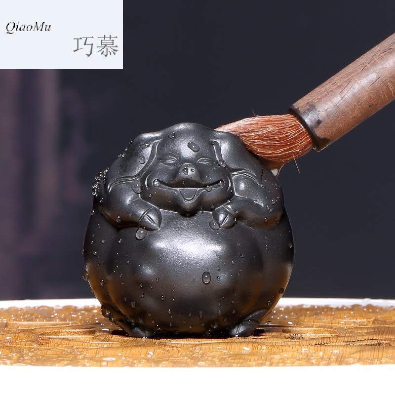 Qiao mu HM yixing all hand pet black mud happy "furnishing articles purple sand tea to keep individuality creative play tea with tea